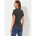 thumbnail image 4 of INSPIRE CHIC Blouse Haut de Travail de Bureau pour Femme à Pois Imprimés, Col en V, Manches Courtes, 4 of 6