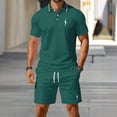 thumbnail image 2 of CONFREE Mens 2 Peice Shorts Sets Casual Men's Summer Outfits Set Graphic Polo Shirts Shorts Athletic Sweat Suit for Men, 2 of 4