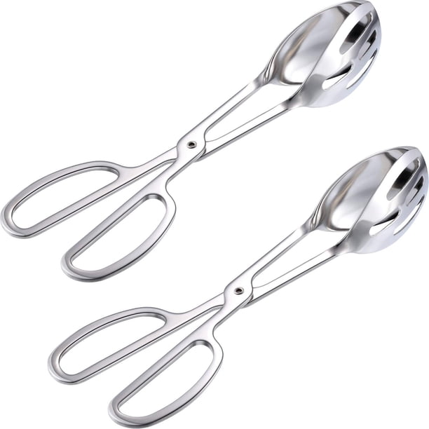 Pinzas de cocina de acero inoxidable, pinzas ergonómicas para servir ensaladas, pasteles, filetes, agarre antideslizante, mango de tijera cómodo, amplia aplicación para el hogar, hotel, restaurante,