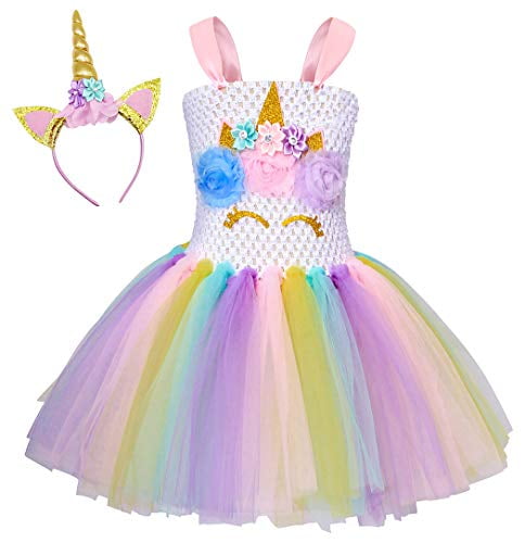 girls rainbow tulle dress