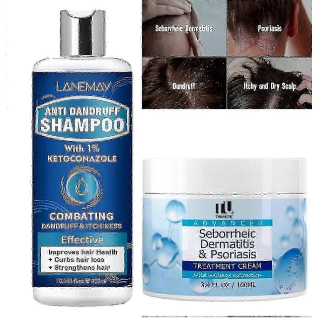 Anti Dandruff Shampoo & Seborrheic Dermatitis Cream Set, Scalp Treatment For Psoriasis, Folliculitis, Scalp Itchness Relief, Sooth, 300ml Anti Fungal