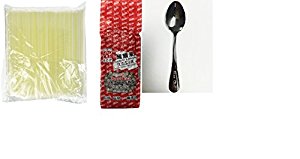 NineChef Bundle - 1 X 40 Big Fat Bubble Tea Straws + 1 X BLACK BUBBLE TEA BOBA TAPIOCA PEARL 2.2LB + 1 NineChef Brand Long Handle Spoon