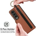 thumbnail image 2 of Allytechgroup Wallet Phone Case for Samsung Galaxy Z Fold 4 with Ring Holder & S Pen Holder, Premium PU Leather Bumper Shockproof Anti-Scratch Lightweight Case for Women Men, Brown, 2 of 8