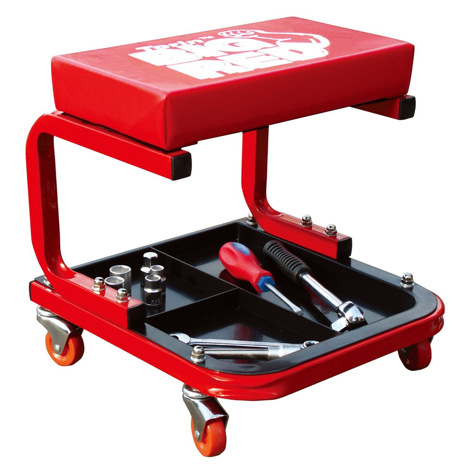 Torin Big Red Rolling Garage/Shop Creeper 36 Plastic Mechanic Cart with Padded Headrest Black 