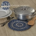 thumbnail image 4 of VHC Brands Great Falls Blue Trivet Hot Pad for Pots Pans, Blue White, Jute Blend, Round Circle, 8 Inches, 4 of 4