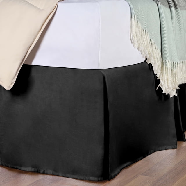 300 Thread Count Premium Luxury Lightweight Breathable Egyptian Cotton Solid Bed Skirt, 1-Piece Individual Bed Skirt by Blue Nile Mills - Queen, Black