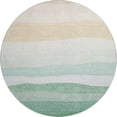 thumbnail image 2 of Addison Rugs Mayfield Premium Machine Washable Transitional Stripes Teal Round Rug, 8' X 8' Machine Washable Transitional Stripes Teal Oversized Sherpa Throw Blanket, 2 of 6