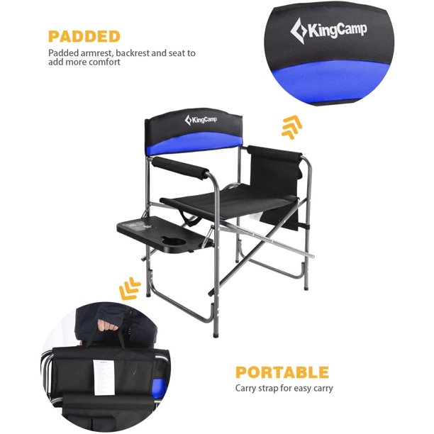 SXRWOMVC Folding Camping Chair Heavy Duty Director Chair with Side