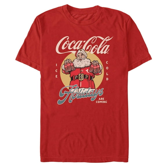 Mens Coca Cola Happy Santa Holidays Are Coming T Shirt