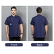 thumbnail image 2 of Wosthever Chaqueta de Chef de manga corta, delantal de cocina, ropa de tres botones, camisas de verano para hombres, suministros de cocina para Azul L, 2 of 6