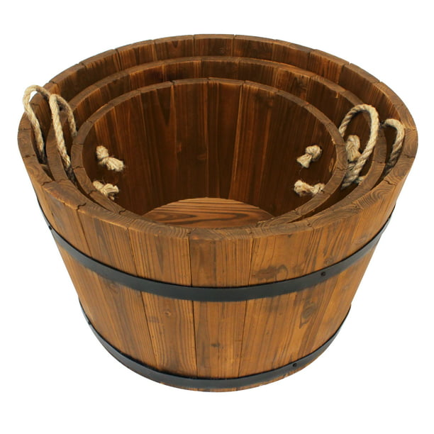 Leigh Country Three Piece Wooden Bucket, Whiskey Barrel Bathtub