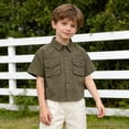 thumbnail image 2 of IFNWSV Boys T Shirts Small and Medium-sized Kids Pocket Lapel Short-Sleeve Shirt Army Green 4 Years, 2 of 6