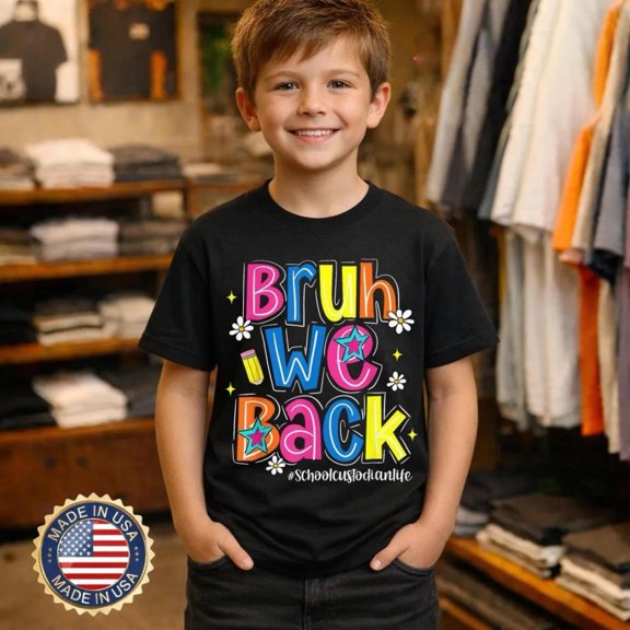 Bruh We Back School Custodian Life First Day of School Funny, AURORAVALLEY T-Shirt