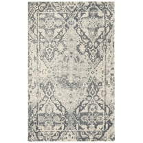 SAFAVIEH Restoration Vintage Eunice Bordered Wool Area Rug, Charcoal/Ivory, 4' x 6'