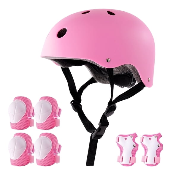 Buquapse Kids Bike Helmet Set, Skateboard Knee Pads, Boy Girl Child Cycling Helmet with Knee Pads Elbow Pads Wrist Guards Youth Skateboard Helmet for Kids 3-12