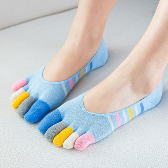 PBPBOX 5 Pairs Women Toe Socks Cotton Invisible Low Cut Assorted Color Friction Reduction for Yoga