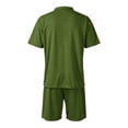 thumbnail image 7 of Men'S Breathable Collared Polo Shirt Short Sleeve And Elastic Waist Drawstring Shorts Set Casual Athletic Tracksuits For Summer Outdoor,Army Green,S, 7 of 7