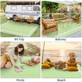 thumbnail image 5 of HIWEAVER 9' x 12' Light Green Outdoor Rug PP Plastic Straw Woven Waterproof Patio Rug with Border Portable Outside Carpet for Balcony Deck Picnic Garden Decor, 5 of 6