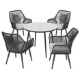 thumbnail image 6 of JOIVI 5-Piece Outdoor Patio Dining Set with Rattan Dining Chairs for 4-Person & Tempered Glass Table, 2.16” Umbrella Hole, Black, 6 of 8