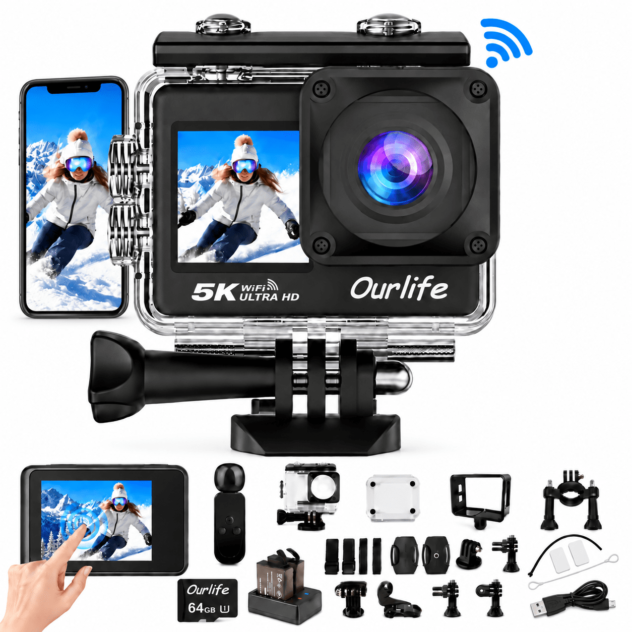 Ultra FHD 1080P 30FPS 24MP Video Camcorder with Touch Screen, 16X