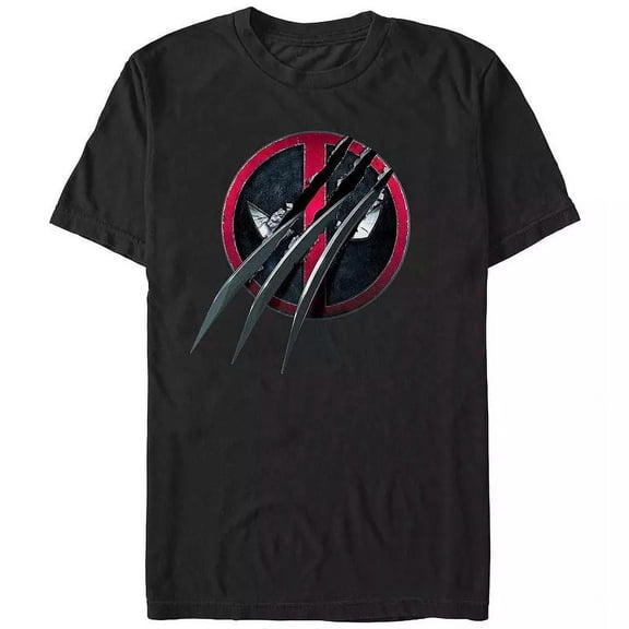 Deadpool & Wolverine Mens T-Shirt - Wolvy Claw Slashing Deadpool Logo (Small)