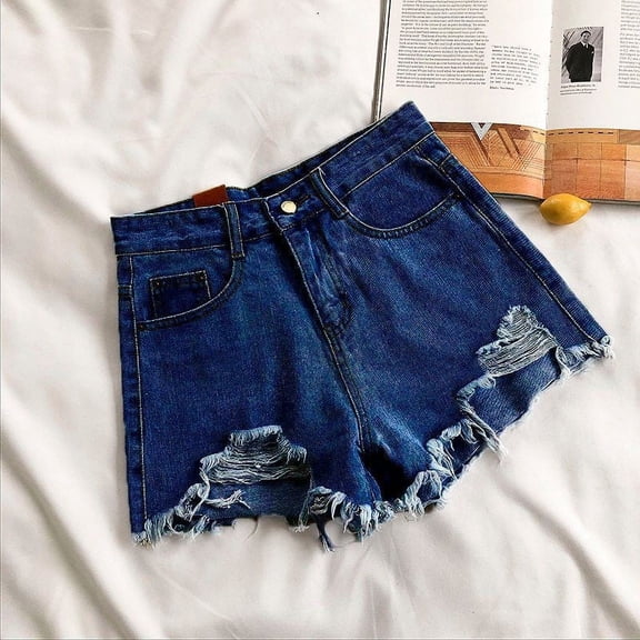 Jeans for Women Distressed Solid Denim Shorts High Waist Baggy Jeans Shorts for Women (BU2 M)