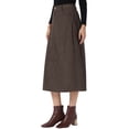 thumbnail image 4 of INSPIRE CHIC Corduroy Midi Skirt for Women's Elastic High Waist Pockets Casual A Line Skirt XS Deep Coffee, 4 of 6