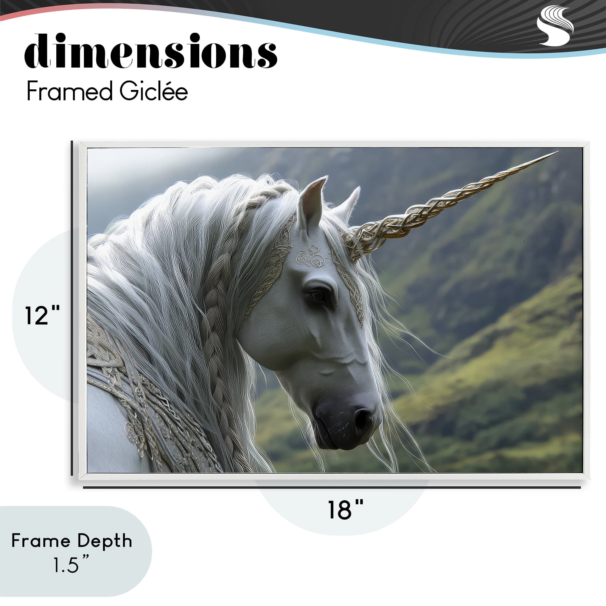 Stupell Industries Celtic Unicorn Braided Mane White Framed Giclee Art, design by The Wands Want