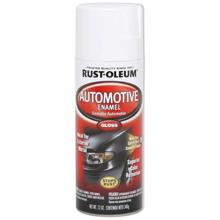 White, Rust-Oleum Automotive Gloss Rust Preventive Enamel Spray Paint-252468, 12 oz