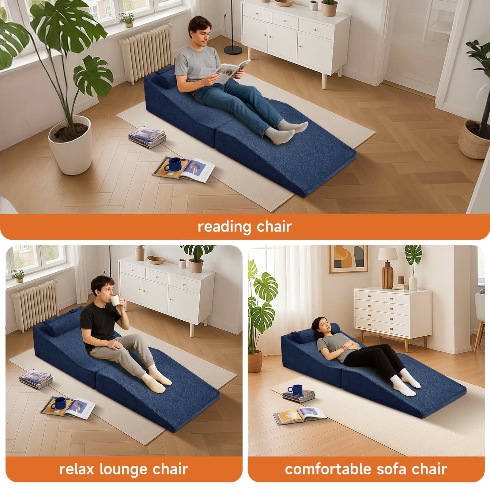MAYEERTY High-Density Sponge Foldable Tatami Sofa Bed Multi-Use Lounge Chair No Assembly