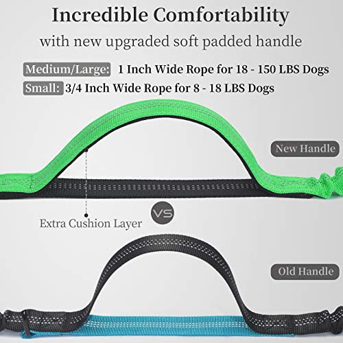 iYoShop Hands Free Dog Leash with Zipper Pouch, Dual Padded Handles and Durable Bungee for Walking, Jogging and Running Your Dog (Large, 25-120 lbs, Emerald)