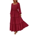 thumbnail image 1 of Vestido largo PRETTYGARDEN para mujer, manga larga, de primavera, rojo, 1 of 9