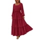 thumbnail image 1 of Vestido largo PRETTYGARDEN para mujer, manga larga, de primavera, rojo, 1 of 9