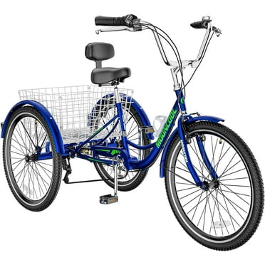 MOONCOOL Adult Tricycles 7 Speed 24 inch Three Wheel Bike Cruiser Trike with Low-Step Through Frame/Large Basket for Men, Women, Seniors