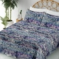 thumbnail image 3 of Ambesonne Boho Art Fitted & Flat Sheet with Shams 4 Pcs Set, Jumble Boho Bloom Grunge, King, Purple Dark Blue and Ivory, 3 of 5