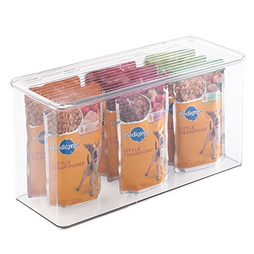 mDesign Pet Storage Container Box with Hinged Lid for Dog Food, Treats