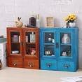 thumbnail image 4 of Vintage Mini Wood Counter Top Cabinet,Display Case with Organic Glass Door,Wall Storage Cabinet, That Sits on Countertop-Floating Shelf Organization12 x4.7"x14"(Blue), 4 of 18