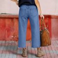 thumbnail image 4 of KDDYLITQ Jean Capris for Women High Waisted Wide Leg Trousers Cropped Stretchy Denim Pants with Pockets Light Blue XXL, 4 of 7