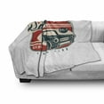 thumbnail image 3 of Auto Mechanic Soft Flannel Fleece Throw Blanket, Retro Service Premium Club Lettering with Old Car, Cozy Plush for Indoor and Outdoor Use, 60" x 80", Vermilion Champagne, by Ambesonne, 3 of 6