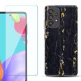 thumbnail image 1 of Slim-Fit Fashion Phone Case for Samsung Galaxy A53 5G, with Tempered Glass Screen Protector, by OneToughShield ® - Marble / Gold/Black, 1 of 3