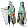 thumbnail image 2 of Flower Black Cat Wearable Blanket Hoodies for Women Men Adults Cat Lovers Soft Cozy Colorful Flowers Black Cats Hooded Blankets for Couch Home Decor Birthday Gifts 50×60 Inch, 2 of 5