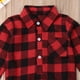 thumbnail image 3 of Bebé Niño Niña Franela Estampado Camisa A Cuadros Manga Larga Botón Mameluco Mono Ropa Rojo 0-3 Meses, 3 of 5