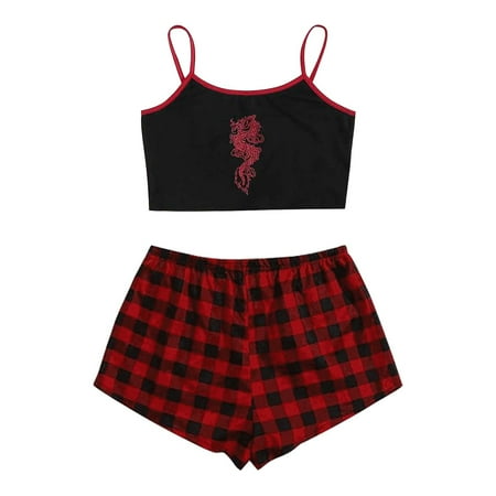 

YSEINBH Suspenders Shorts Suit Summer Women s Pajama Suit Comfy Nightgown 2 Piece Base Home Clothes