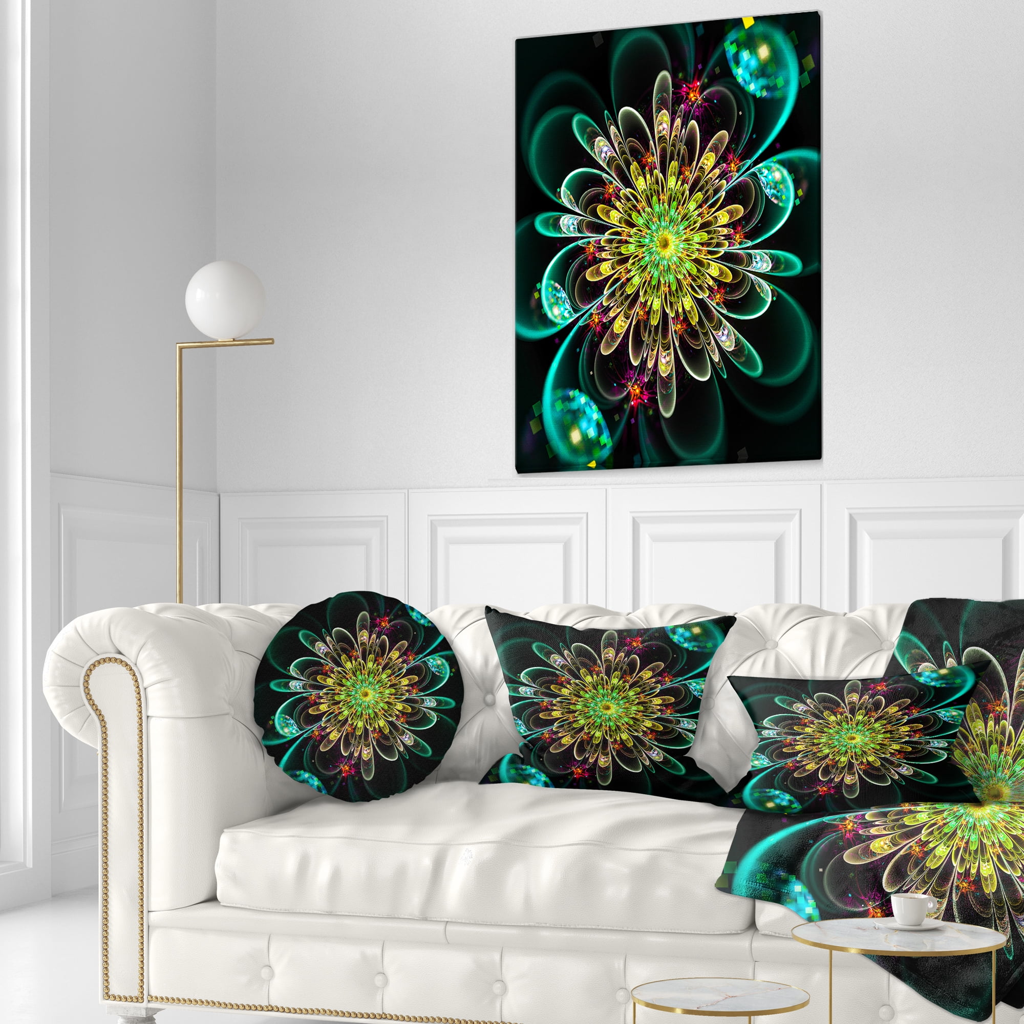 Designart 12" x 20" Green Polyester Throw Pillow