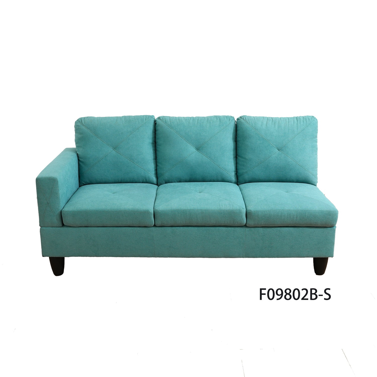 Hommoo 4 Seat Sectional Sofa Living Room Furniture Sets, Modern Flannelette L Shaped Couches and Sofas Model for Home, Green(No Ottomans)