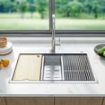thumbnail image 2 of 30 Inch Topmount Workstation Kitchen Sink, Drop-In Single Bowl, 16 Gauge Stainless Steel with Ledge, Accessories Included, 30 x 22 x 10 In, 2 of 20