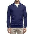 thumbnail image 2 of Evdexr Quarter Zip Sweatshirt Mens Mock Neck Sweatshirts Winter Long Sleeve Stand Collar Sweater Polo Half Zip Workout Tops Oversized Cotton Shirts Royal Blue M, 2 of 5