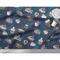 thumbnail image 3 of Soimoi Blue Cotton Voile Fabric Fruits & Cupcake Food Print Fabric by Yard 42 Inch Wide, 3 of 3
