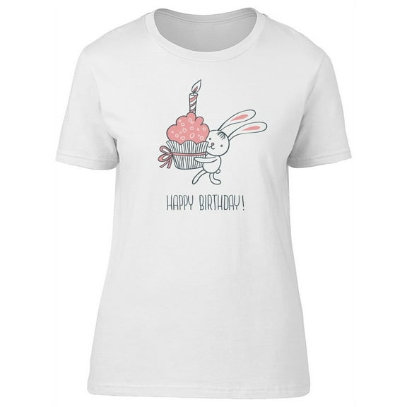 Bunny Happy Birthday Cake T-Shirt Women -Image by Shutterstock, Female Large