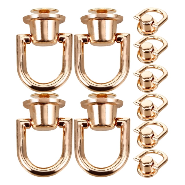 BRIGHTFUFU 10Pcs Rivets D Ring Rotatable Rivet Stud Rings Light Gold Metal Bag Making Supplies Hardware